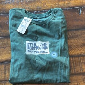 New Vans Big Boys X-Large Olive Green Short Sleeve Tee